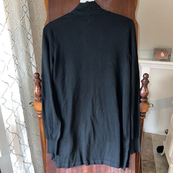 EUC Ella Moss Knit Cardigan Sweater Black Womens Sz Small Long Open Front - Picture 8 of 9